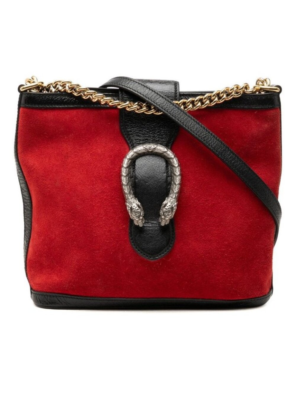 Gucci Dionysus Chain Shoulder Bag Red Black Suede Leather